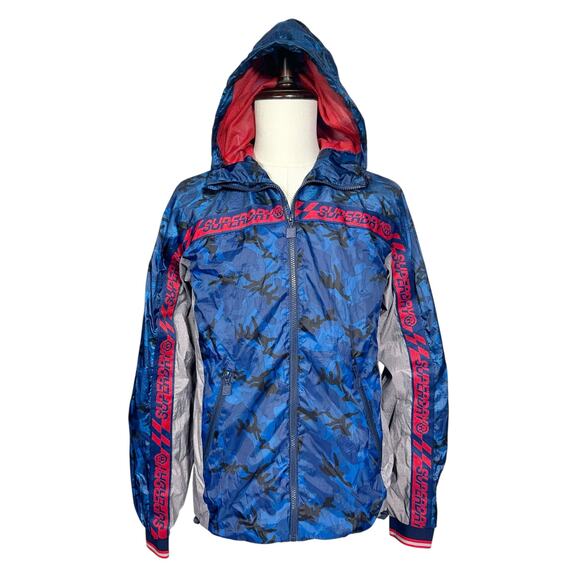 Superdry | Men | Hawk Color Block Cagoule Royal Camo Hooded Jacket | Size Small - Picture 2 of 16